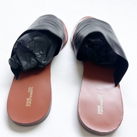 DVF Barrett Single-Band Sandal Leather Slides Slip On Black Sandals Shoes - Picture 4 of 9